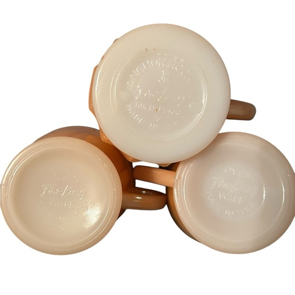 Vintage‎ Fire King Oven Ware Laurel Peach Lustre Creamer, Sugar Bowl And Cup - Picture 3 of 3